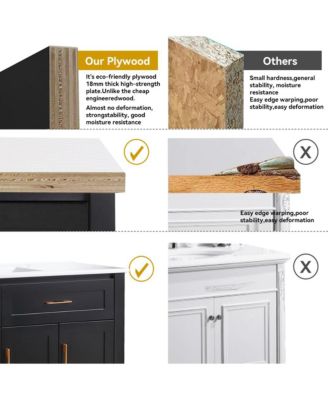 48" Black Vanity Set with Ceramic Sink, 4 Soft-Close Doors & 4 Drawers, Stylish Bath Organizer