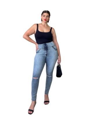 Women's Curvy Ripped High-Rise Sculpting Skinny Jeans
