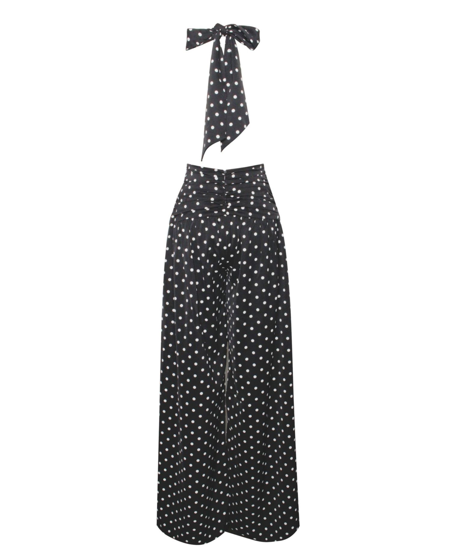Women Oriana Black Polka Dots Halter Jumpsuit