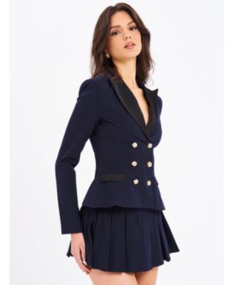 Women's Nasya Navy Blue Pleated Mini Skort