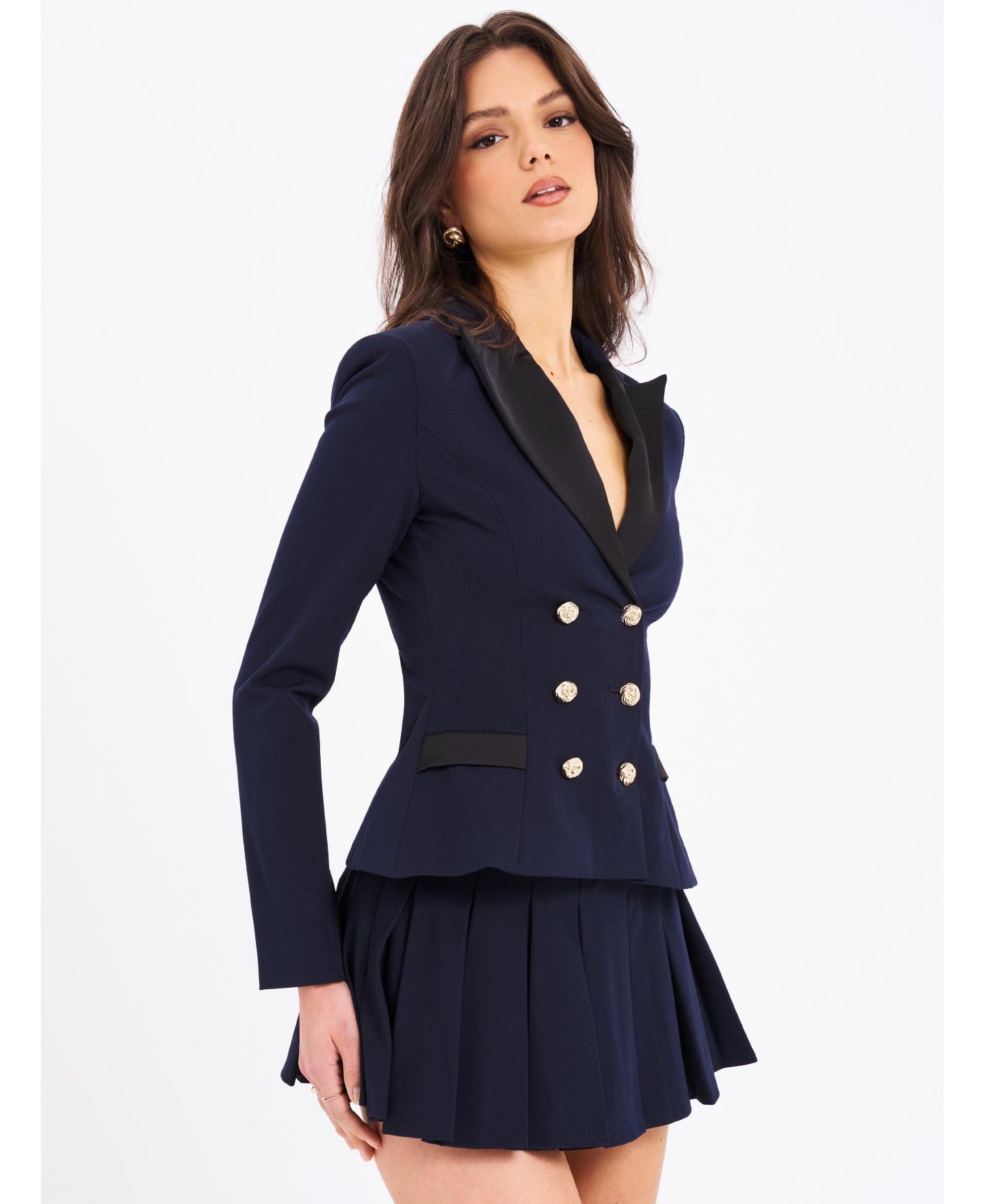Женская юбка-шорты Miss Circle Nasya Navy Blue Pleated Mini Skort, цвет: Тёмно-синий — фото 11