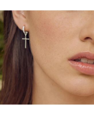 Sterling Silver 18k Gold Plated Ariel Cross Earrings Holiday Gift Idea