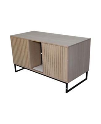 Modern Wooden Cat House with Scratching Mat - 47.64" x 21.46" x 25.98" 76.4 lbs