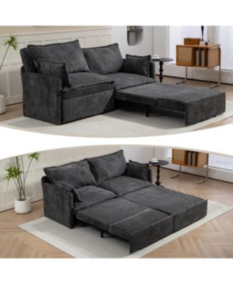1 Pc Corduroy  Pull-Out Sleeper, Storage, USB & USB-C Charging, Pillows Included  Sofa Bed
