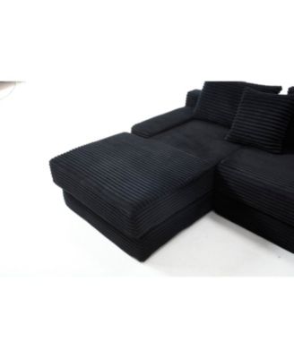 L-Shaped Corduroy Sectional Sofa Bed
