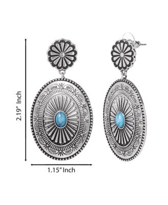 Western Round Concho Drop Earrings