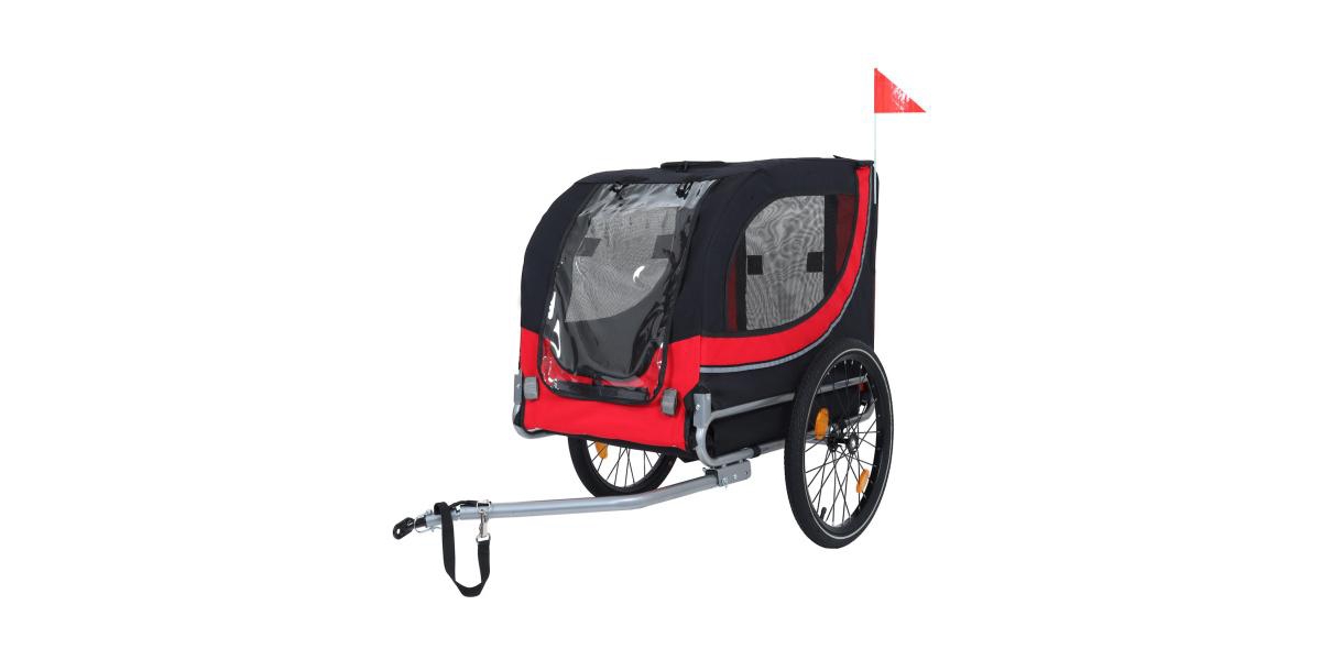 Large Folding Bike Trailer for Dogs &#x2013; 120LB Capacity, All-Terrain Pet Carrier, Black+Red