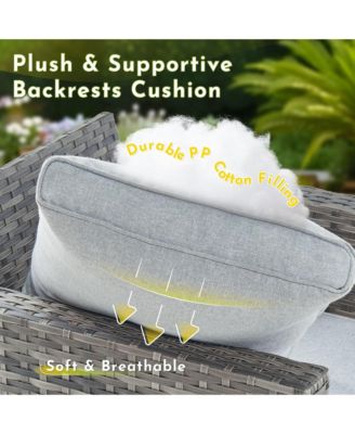 4 Pieces Outdoor Patio Furniture Set,Outside Conversation Set with All-Weather Wicker Sofa,Deep Seating Cushions and Solar Powered Coffee Table