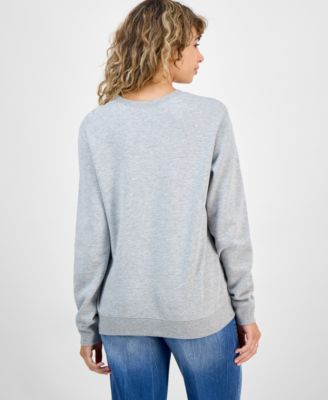 Juniors' Collegiate Mickey Cotton Crewneck Sweatshirt