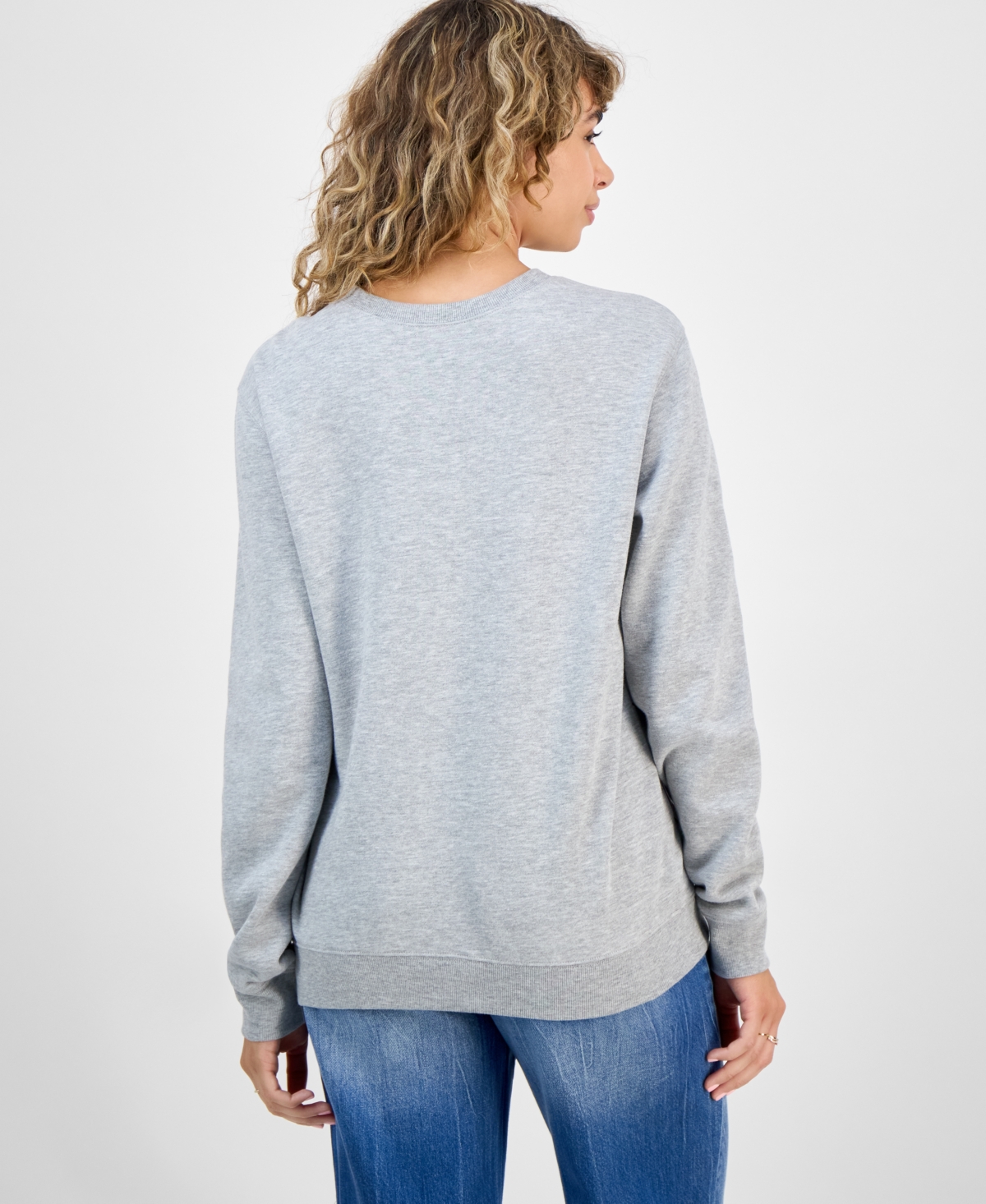 Disney Juniors' Collegiate Mickey Cotton Crewneck Sweatshirt In Gray