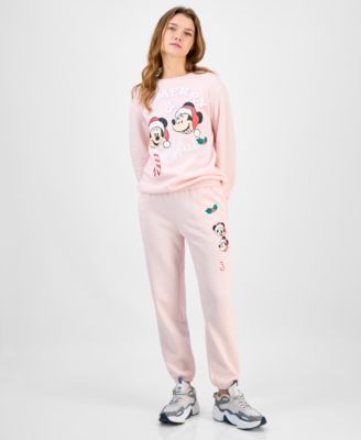Juniors' Mickey & Minnie Holiday Graphic Crewneck Sweatshirt