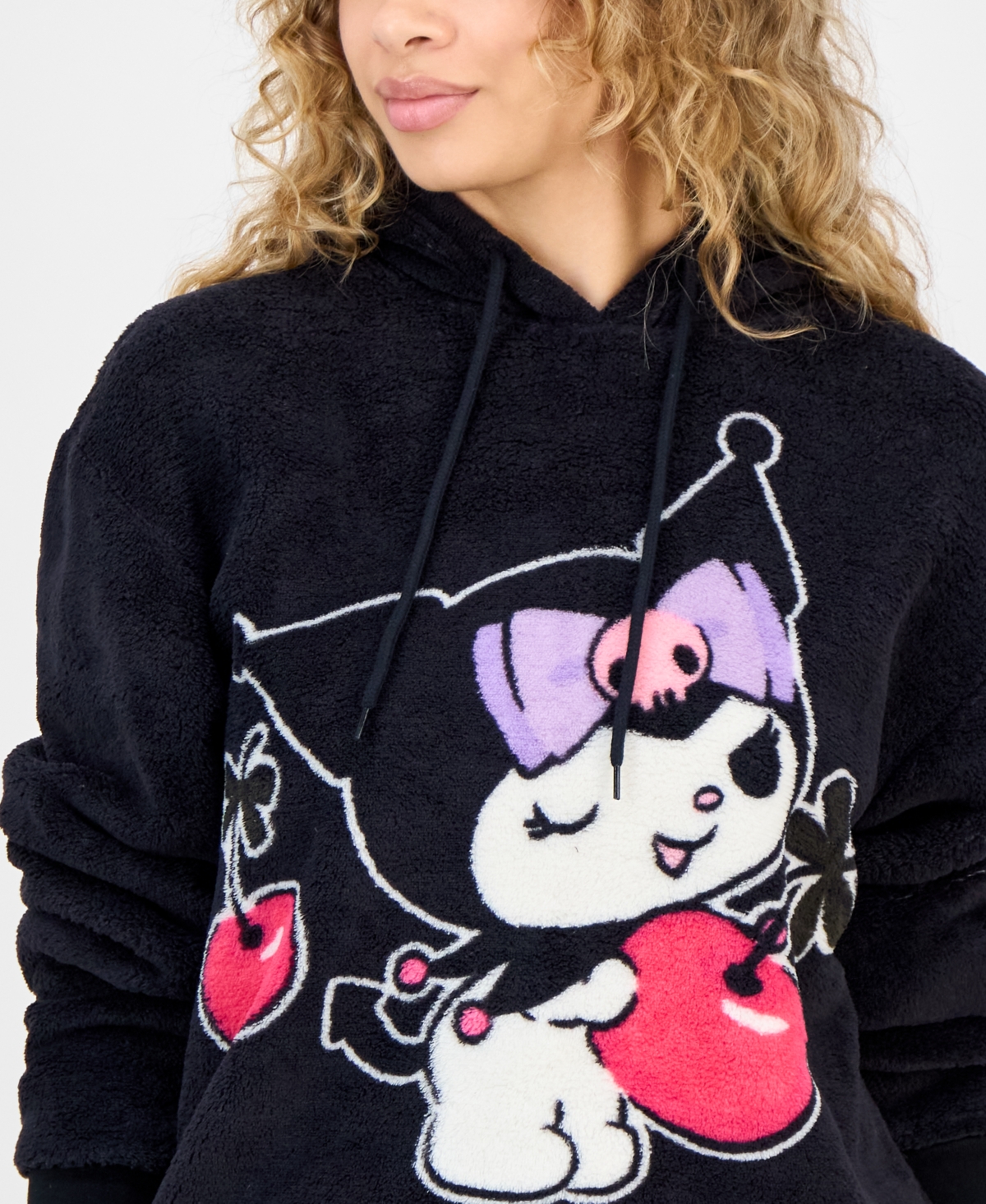 Hybrid Juniors' Kuromi Plush Pull-On Hoodie