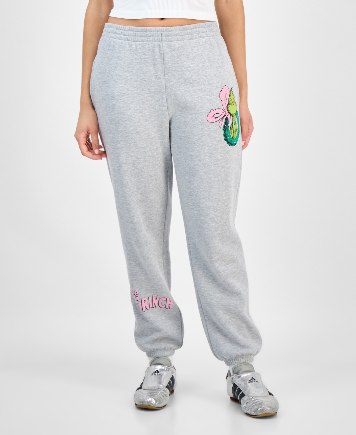 Hybrid Juniors' The Grinch Drawstring Joggers In Gray