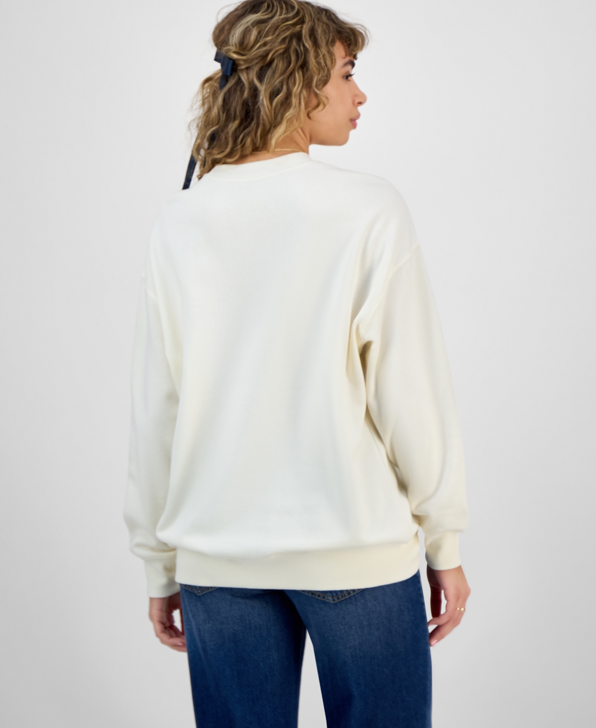 Rebellious One Juniors' Ny-applique Sweatshirt In White