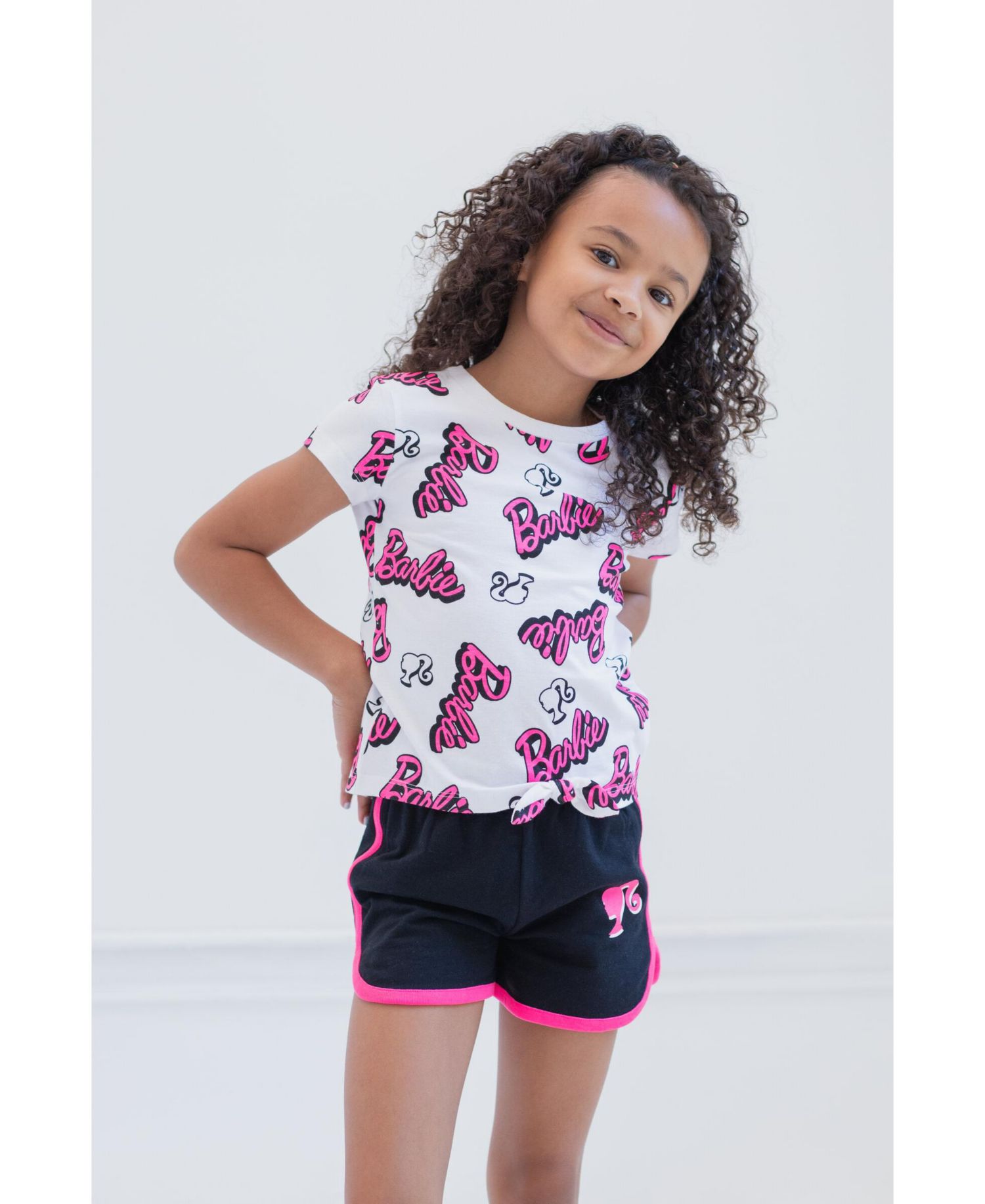 Girls French Terry T-Shirt and Active Retro Dolphin Shorts Outfit Set