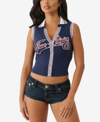 True Religion Women's Sporty Terry Polo Top Macy's