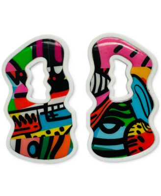 Swanky Designs Bold Shapes Drop Earrings - White