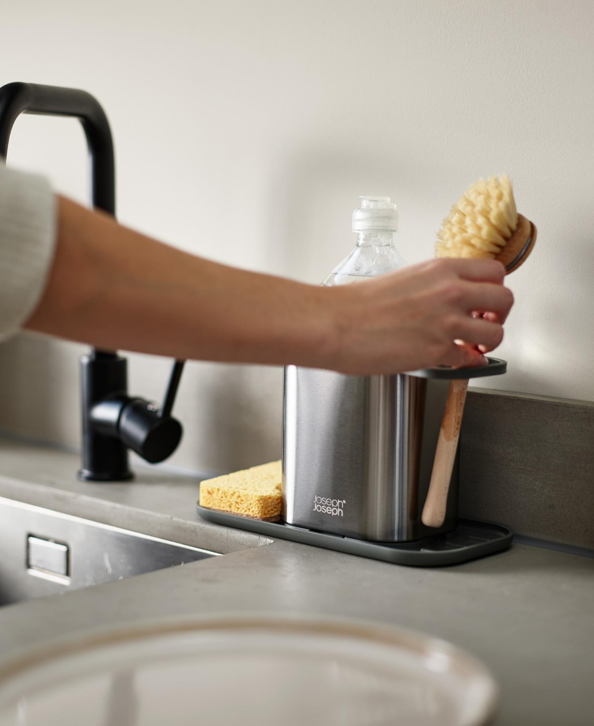 Joseph Joseph Duo Stainless Steel Sink Tidy In Silver