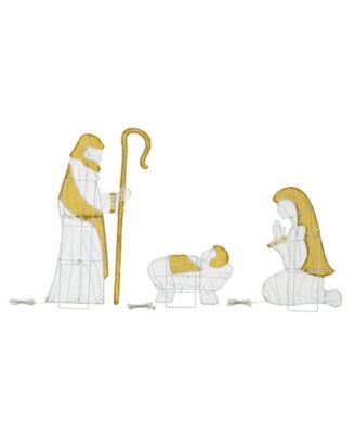 Lighted Fabric Christmas 2D Iridescent Nativity Scene Outdoor D&eacute;cor, Set of 11