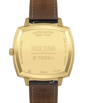 Unisex Nick Jonas x Machine Luxe Vignette Brown Croco Leather Watch, 37mm