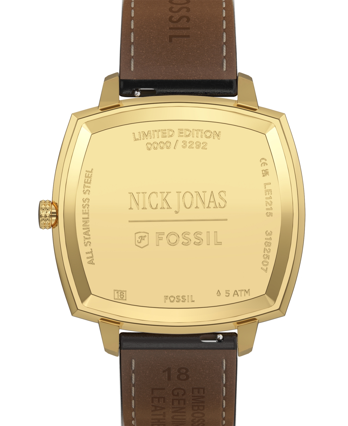 Fossil Unisex Nick Jonas x Machine Luxe Vignette Brown Croco Leather Watch, 37mm