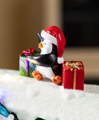 20" Lighted Resin Christmas Santa Train Village