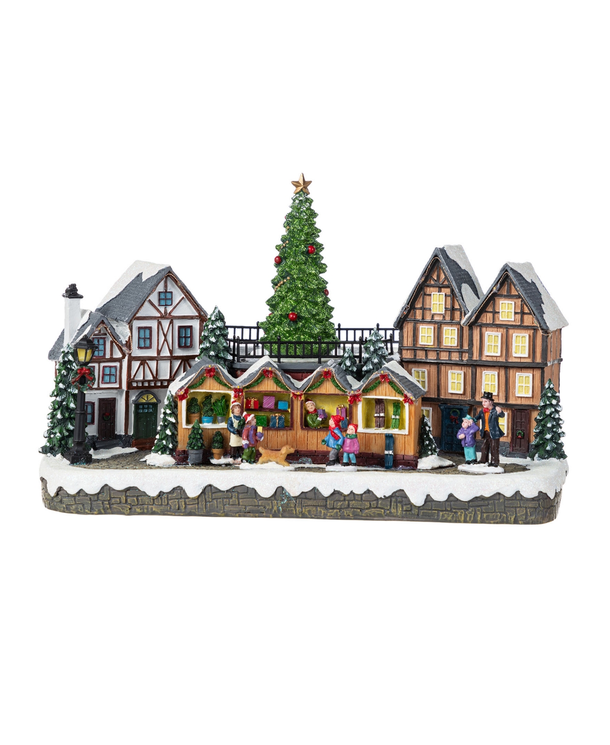 Glitzhome 15.25" Christmas Oversized Resin Lighted Village In Multi