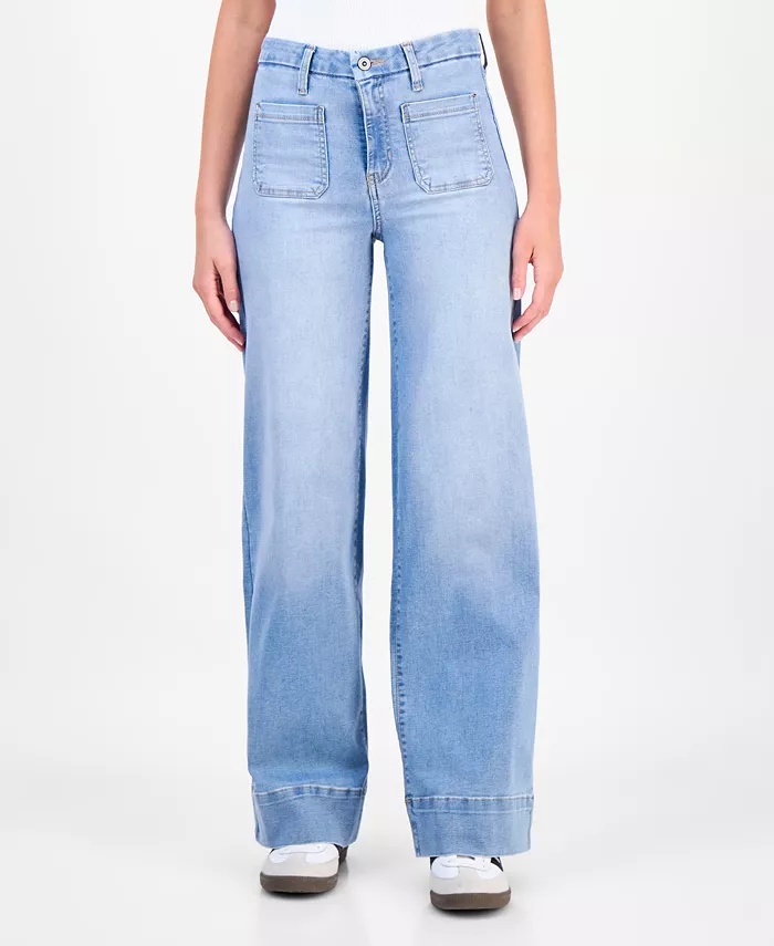 Juniors' High-Rise Wide-Leg Patch-Pocket Jeans - thumbnail 6