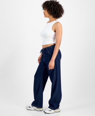 Juniors' Wide-Leg Lightweight Jeans