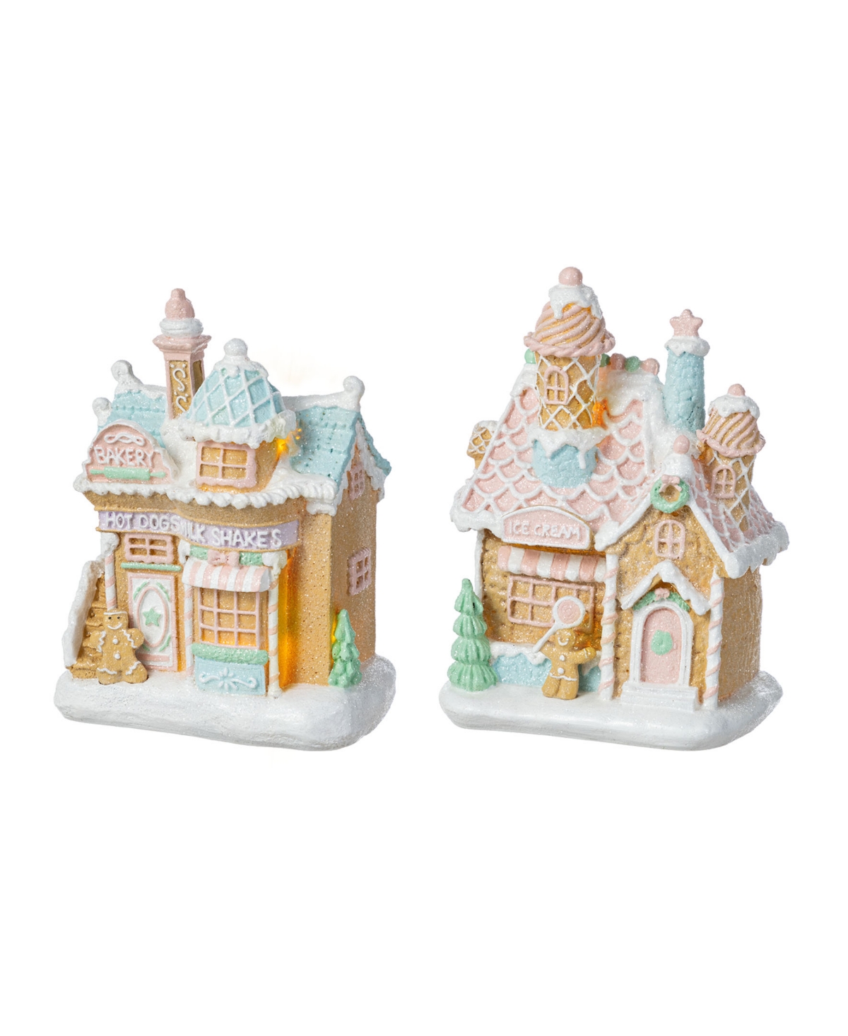 Resin Christmas Macaron Village Table Decor, Set of 2 - Multi