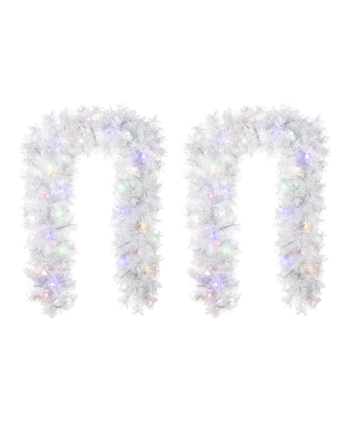6 ft Pre-Lit Snow Flocked Pine Christmas Garlands, Set of 2 - Multi