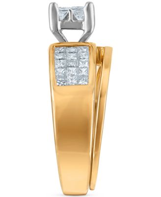 Diamond Princess Quad Bridal Set (1-1/10 ct. t.w.) in 14k Two-Tone Gold