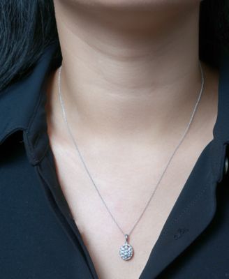 Diamond Octagon Halo Cluster 18" Pendant Necklace (1/10 ct. t.w.) in Sterling Silver, Exclusive