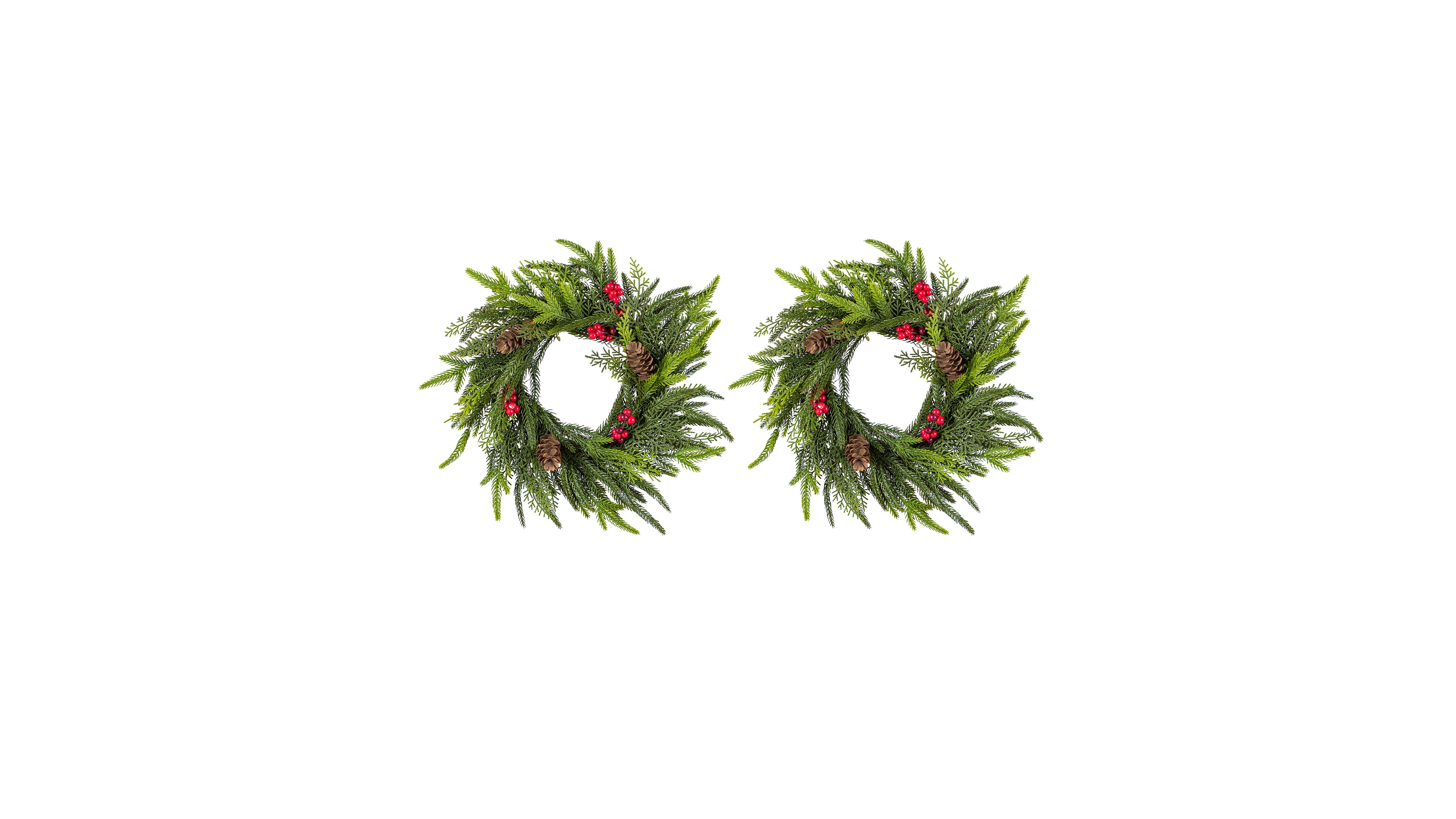 Glitzhome Polyethylene Christmas Mini Dripping Wreaths, Set of 2