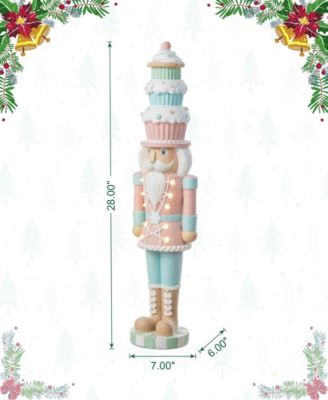 28" Lighted Macaron Resin Christmas Cupcake Nutcracker Porch D&eacute;cor
