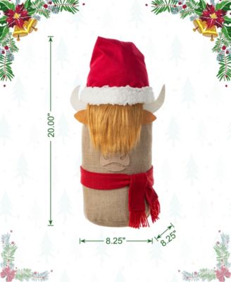 20" Polyester Christmas Linen Highland Cow Doorstop Porch D&eacute;cor