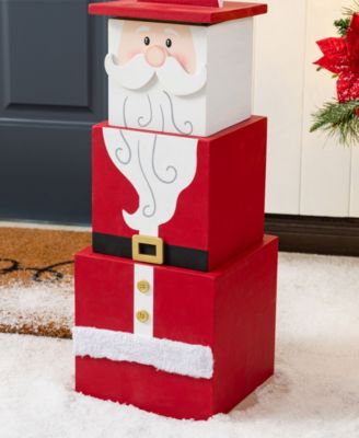 24.5" Wood Christmas Santa and Nutcracker Reversible Boxed Porch D&eacute;cor