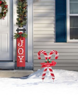 30" Metal Christmas Candy Cane Yard Stake
