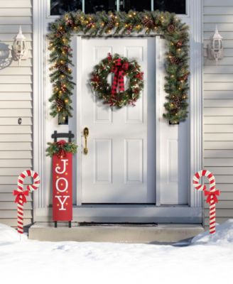 Metal Christmas Gingerbread House and Candy Cane Yard Stakes, Set of 3