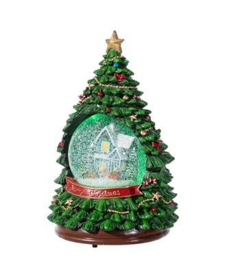 100mm Lighted Resin Christmas Musical Snowflakes Christmas Tree Water Globe