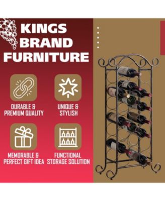 Floor Freestanding Metal Wine Rack, Wine Bottle Holder Stands, Wine Storage for Home Bar - Holds up to 21 Bottles