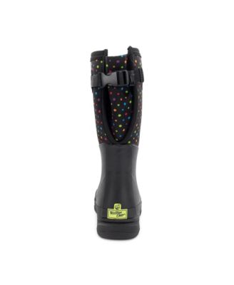Womens Ditsy Dot Faux Fur Neoprene Wide Calf Cold Weather Boot
