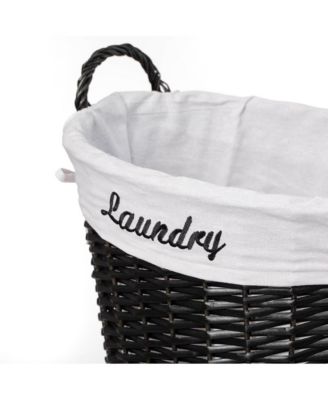 Handwoven Laundry Basket boho hamper with liner & handles for clothes, blankets, towels. Perfect for bedroom, bath & laundry room.