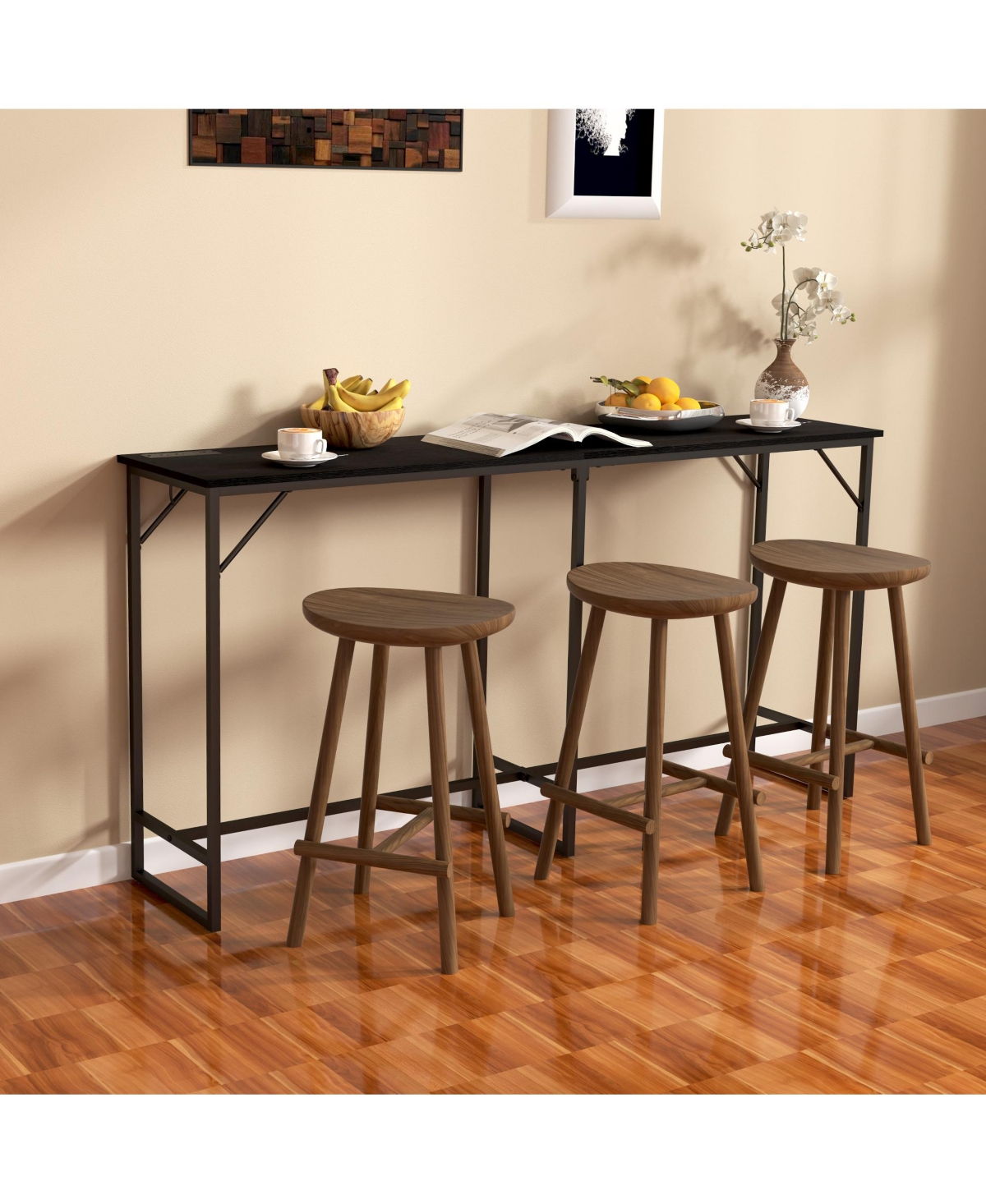 Homcom 70" Bar Table with Charging Station, Height Pub Table,