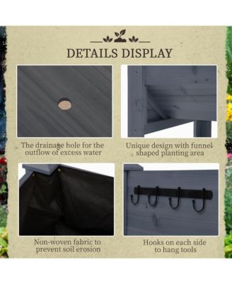 48" Fir Wood Raised Garden Bed w/ Tool Hooks,