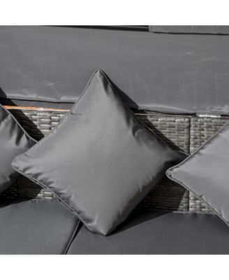 4 Piece Adjustable Canopy Outdoor Rat Sofa Set, Light