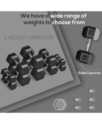 2 x 15 lbs Rubber Dumbbells Weight Set for Body Fitness Training