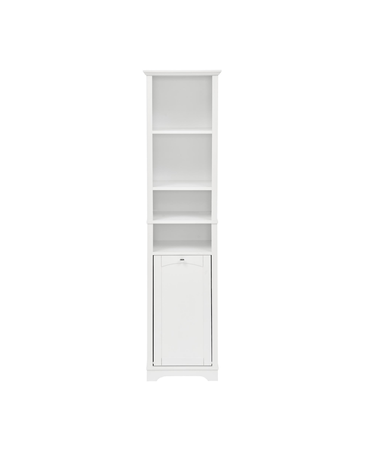 64" Tall Bathroom Storage Cabinet with Adjustable Shelves, Laundry Hamper & Hidden Storage - Grey