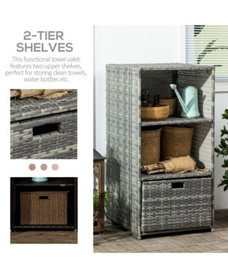 PE Rat Pool Towel Rack with 2 Storage Shelves Basket