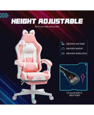 Cute Gaming Chair, Reclining Gamer Chair with Footrest,